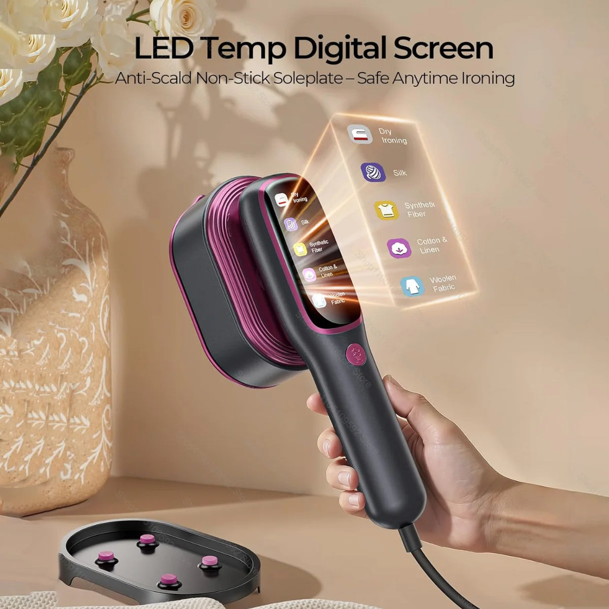 1200W Handheld Hanging Steam Iron Touch Screen Control 15 Seconds Fast Preheat Portable Steam Iron Home Fabric Clothes Steamer