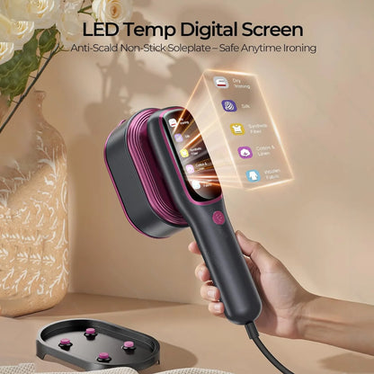 1200W Handheld Hanging Steam Iron Touch Screen Control 15 Seconds Fast Preheat Portable Steam Iron Home Fabric Clothes Steamer